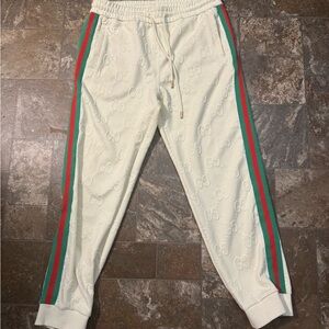 Gucci Cream Monogram Sweatpants - Size Oversized Large